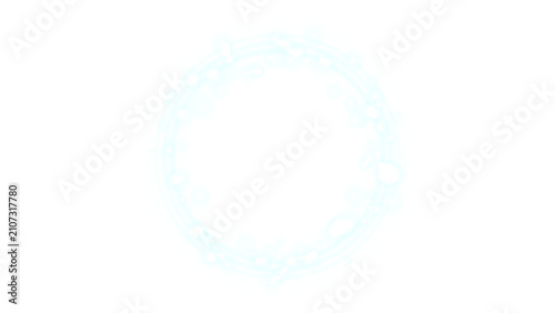 Cuadro en lienzo Glowing cyan light ring with scattered sparkle particles, circular energy portal