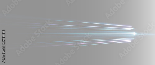 Konstfotografi Abstract glowing convergent light rays on black background, futuristic laser foc