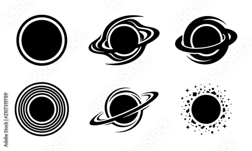 70 Cosmic Black Hole Icons, Celestial Body Vector Graphics, Abstract Space Elements, Sci-Fi Universe Symbols, Set of 6 100