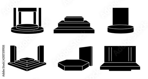 Foto 70 Set of Six Geometric Pedestals, Award Stage Platforms, Podium Displays, Geome