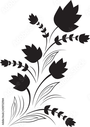 Black Floral Corner Ornament Vector