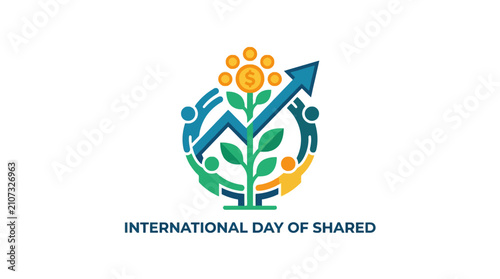 Shared growth logo with plant and upward arrow.
