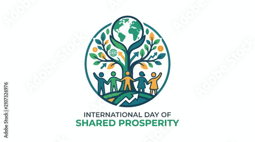 Shared prosperity international day tree globe logo.