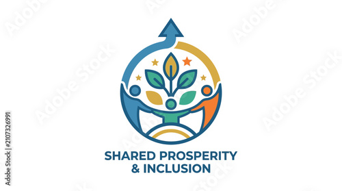 Shared prosperity and inclusion logo with plant and people.