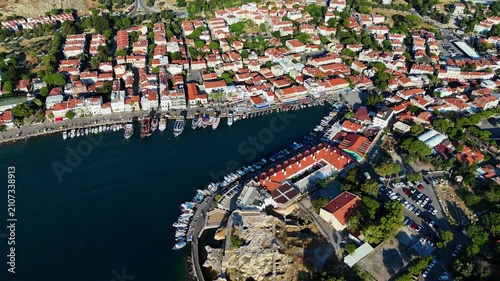 Aerial View of Eski Foca Coastal Town in Izmir Turkey