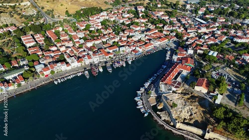 Aerial View of Eski Foca Coastal Town in Izmir Turkey