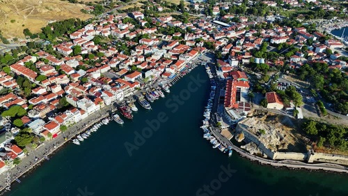 Aerial View of Eski Foca Coastal Town in Izmir Turkey