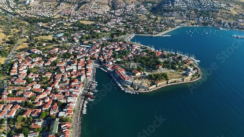 Aerial View of Eski Foca Coastal Town in Izmir Turkey