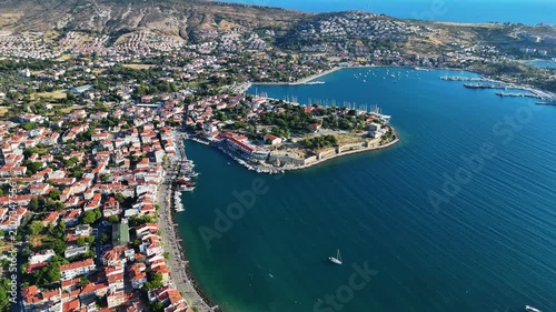 Aerial View of Eski Foca Coastal Town in Izmir Turkey