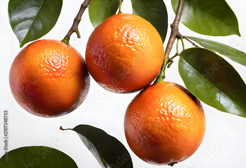 Three fresh ripe oranges ha...