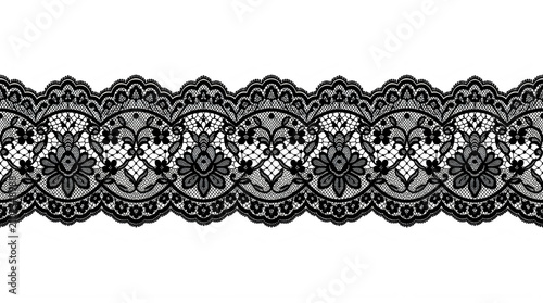 Black lace trim ribbon border design