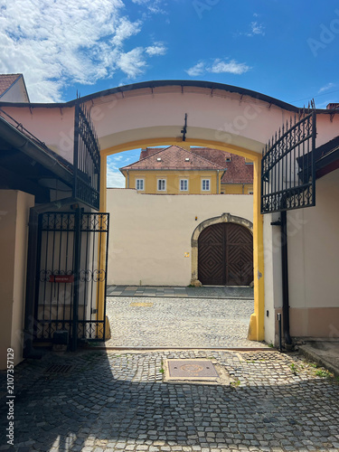 Gate of the Franciscan Church & Monastery of St John the Baptist in Varaždin, Croatia