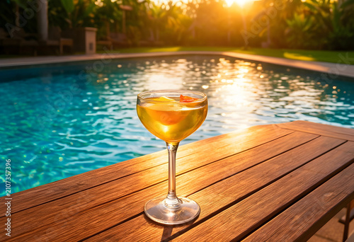 Golden cocktail drink on a ...