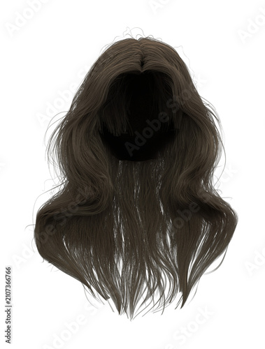 3d render wavy medium hair