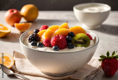 Healthy breakfast bowl with...