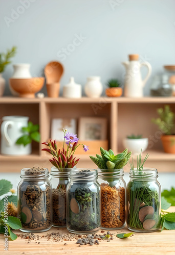 Various plants and soil sam...