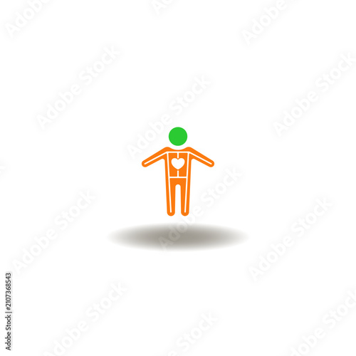 Vector illustration of human body with heart cardiovascular system. Symbol of PAD Peripheral Artery Disease.