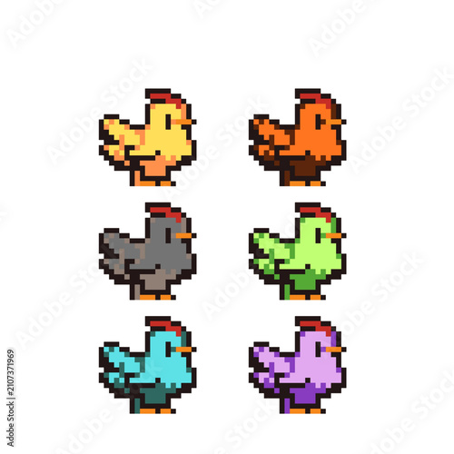 Pixel Chicken Icon Retro 8bit Style