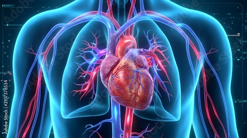 Human heart and circulatory system illustration
