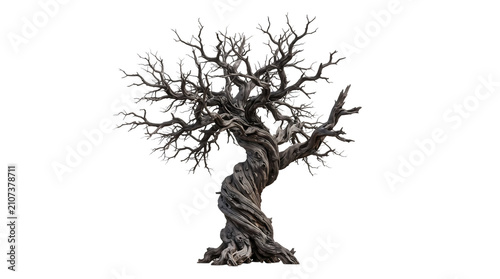 Spooky dead tree for Halloween. Twisted dark plant on a isolated transparent background png