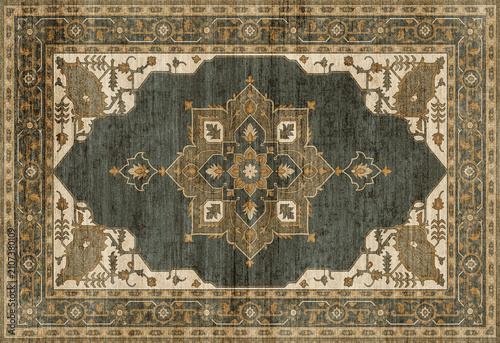 Canvastavla Persian Folk style traditional printed Carpet with trending colors and texture i