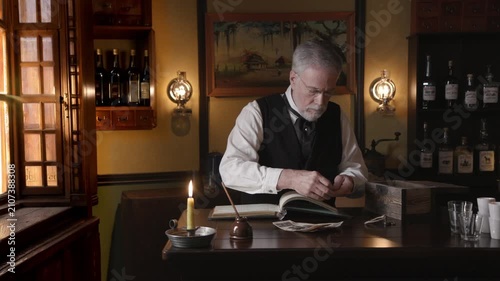 Saloon keeper counting coins