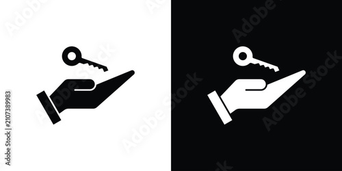 Fotografie Key handover icon thin pictogram series