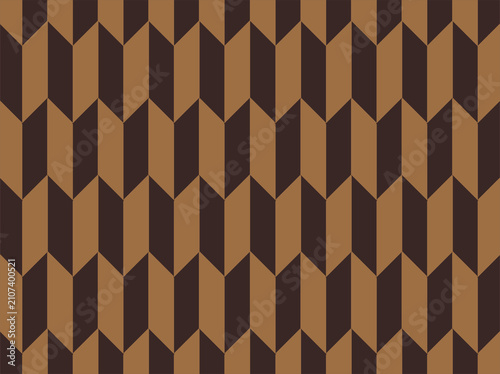 Modern seamless geometric pattern featuring repeating vertical chevron shapes in warm brown and dark brown. The clean symmetrical layout creates a timeless retro and contemporary aesthetic