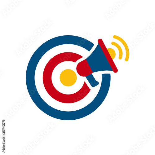 Bild auf Leinwand A colorful graphic illustration of a target with a megaphone