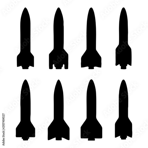 Принти на полотні Silhouette Collection of Eight Rockets in Rows.