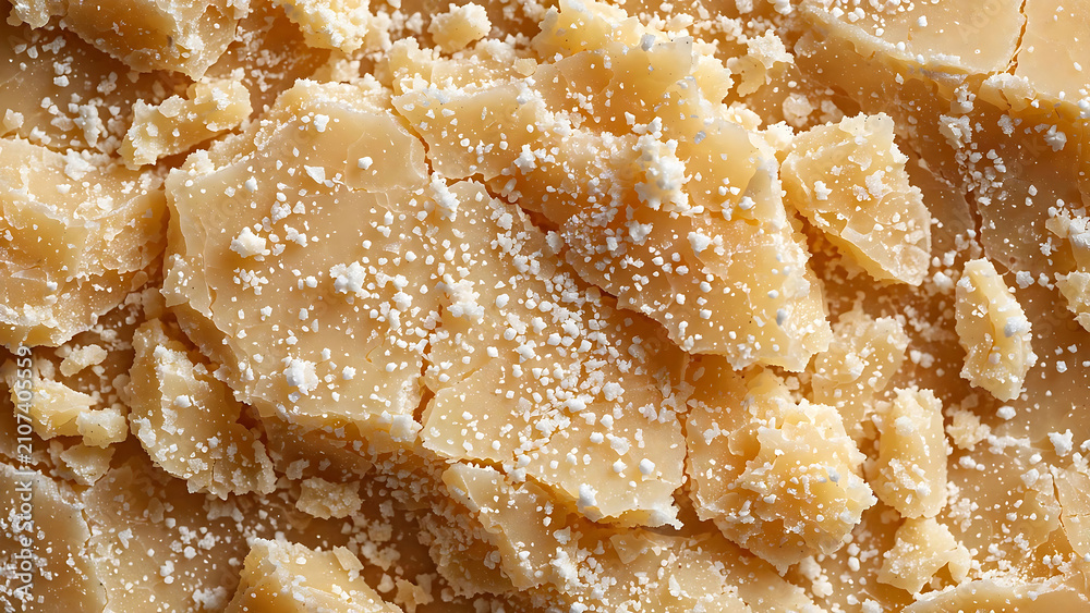 Obraz premium Macro Shot of Aged Parmigiano Reggiano Cheese Pieces