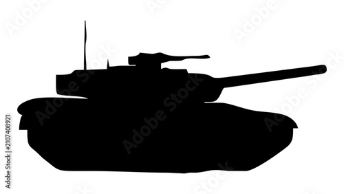 Foto Silhouette of Military Tank with Long Barrel.