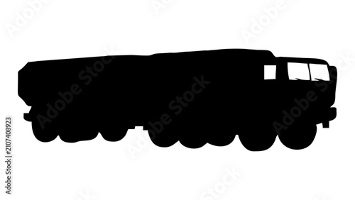 Фотография Silhouette of a Large Freight Train Moving.