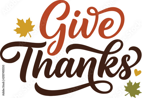 Cuadro en lienzo Festive 'give thanks' typography for thanks giveing day celebrations and autumn