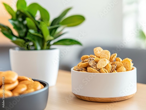 Office breakroom with healthy snack station, encouraging workplace nutrition habits