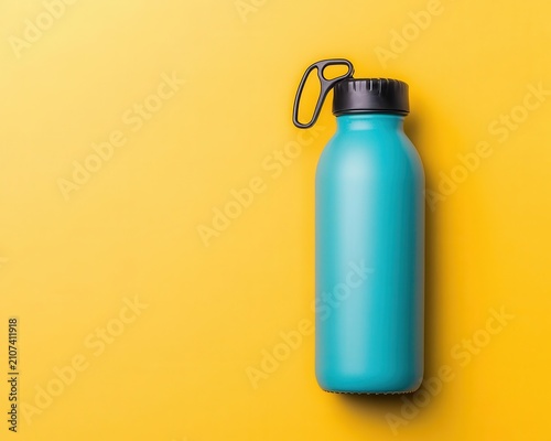 Topdown view of water tracker bottle, hydration habit in fitness and wellness