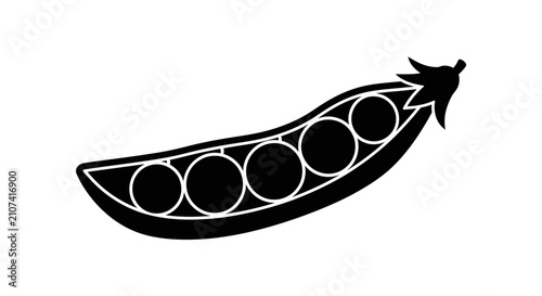 Foto Pea pod with peas black and white silhouette