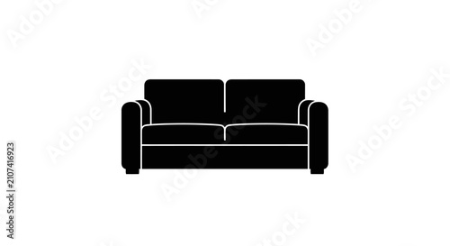 Fotografía Two seater sofa silhouette against a white background