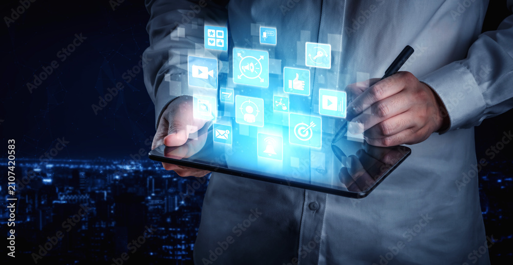 Fototapeta premium Content marketing interface with data dashboards, analytics charts, and content tools. Marketing success comes from content performance, content planning, and marketing optimization. Entice