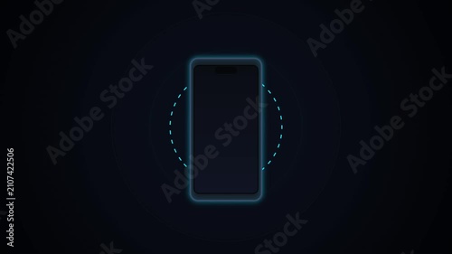 Security System on Mobile Phone Animated Graphic with Glowing Elements and Protective Shields Around the Smartphone