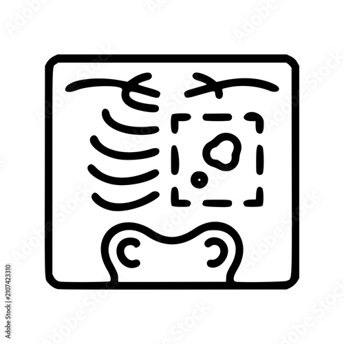 AI Diagnostic Detection Line Icon, Xray Anomaly Scan Vector