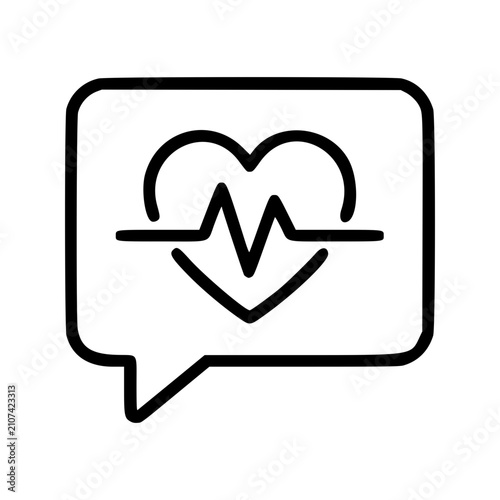 AI Symptom Checker Line Icon, Chatbot Pulse Medical Vector