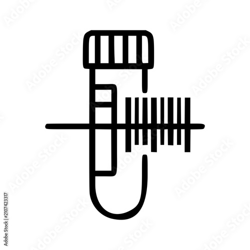 AI Genome Analysis Line Icon, Sample Tube Barcode Vector