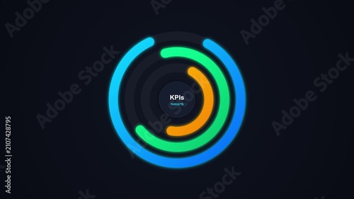 Key Performance Indicators Targets Animated Digital Infographic for Business Data Analysis and Reporting