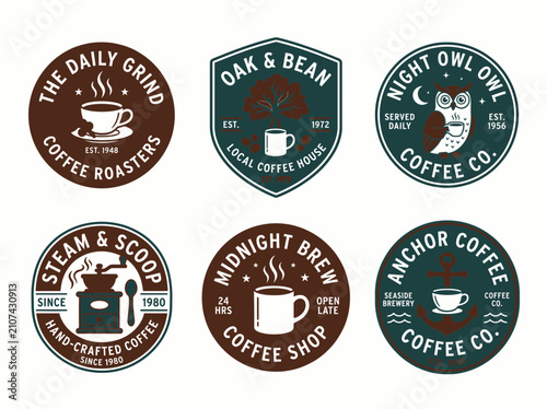 Set of vintage coffee shop logo templates and emblems