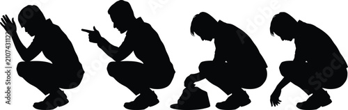 Obraz na plátne Human evolution silhouette from primate to modern man a visual timeline