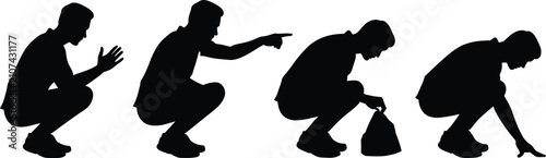 Obraz na płótnie Human evolution silhouette stages of development from crouching to upright walki