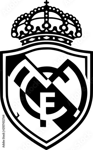 Black and white real madrid football team vector logo