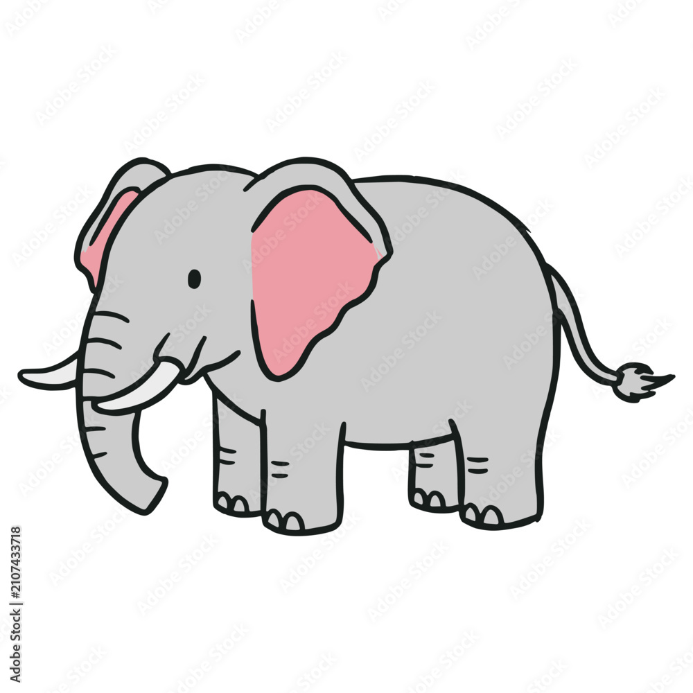 Obraz premium cartoon wild elephant animal nature fauna flat color vector illustration template design