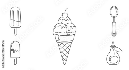 Colorful illustration of ice cream treats.